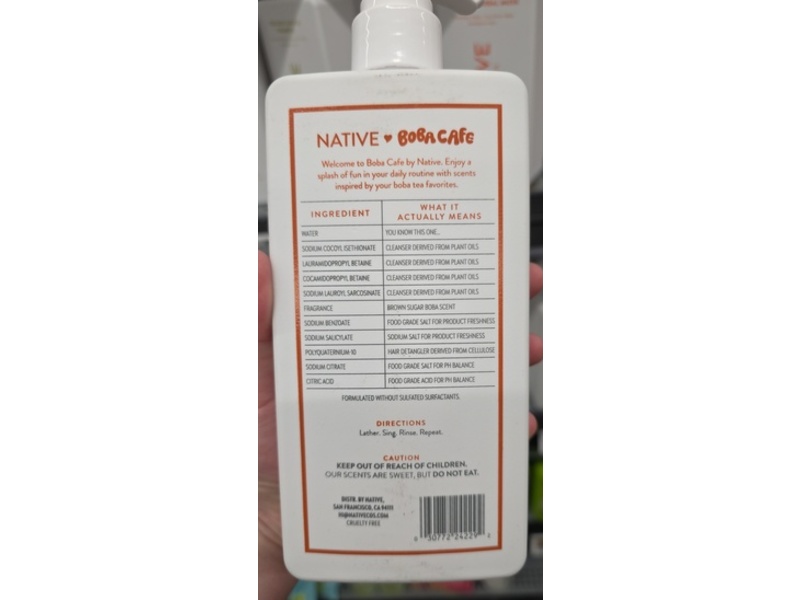 Native Moisturizing Shampoo, Boba Cafe, 16.5 fl oz/487 mL