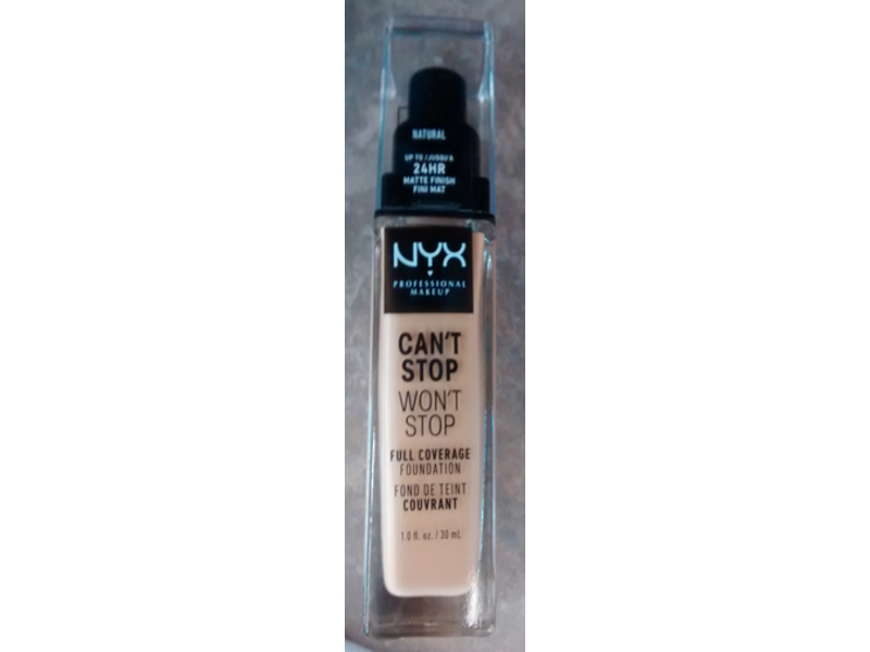 NYX Professional Makeup Can't Stop Won't Stop Foundation, Natural, 1 fl oz/30 mL
