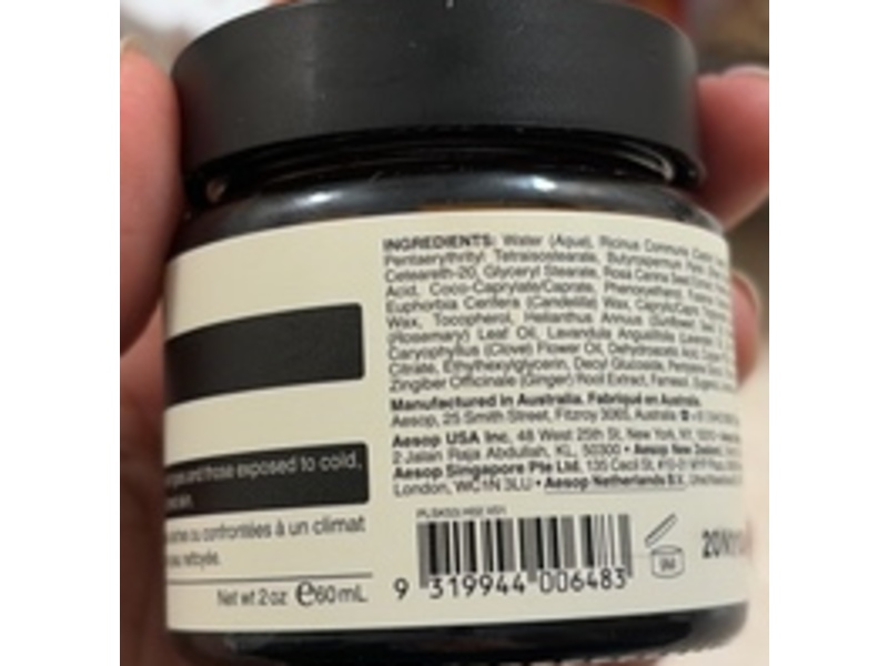 Aesop Element Facial Barrier Cream, Copper PCA, Bisabolol & Ginger Root, 2 fl oz/60 mL