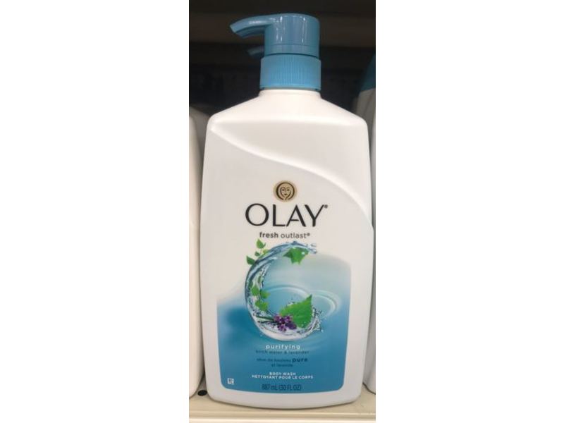 Olay Fresh Outlast Purifying Body Wash, Birch & Lavender, 30 fl oz/887 mL
