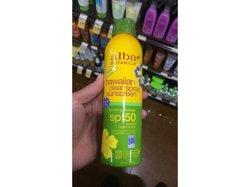 Alba Botanica Hawaiian Clear Spray Sunscreen, SPF50, Nourishing Coconut, 6 oz (171 g)