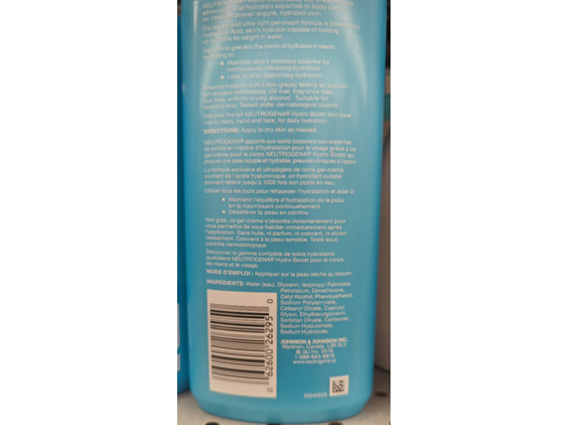 Neutrogena Hydro Boost Body Gel Cream, Sensitive & Dry Skin, 16 fl oz/453 g