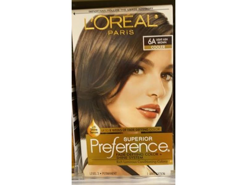 L'Oreal Paris Superior Preference Fade Defying Color + Shine System, 6A Light Ash Brown
