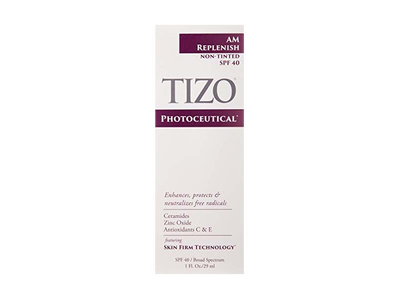 Tizo Photoceutical AM Replenish Non-Tinted Mineral Sunscreen, SPF 40, 1 fl oz/29 mL