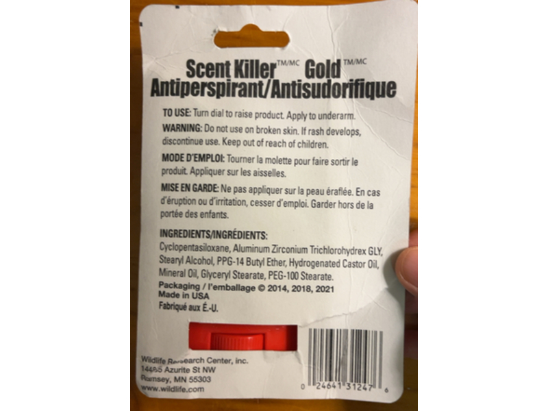 Wild Life Scent Killer Gold Antiperspirant, 2.25 oz/64 g