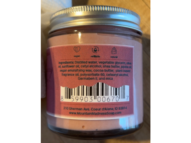 Mountain Madness Natural Body Butter, Winter Cranberry, 4 oz