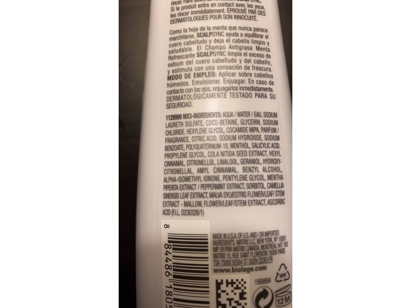 Matrix Biolage Scalpsync Cooling Mint Shampoo 13.5 fl oz/400 mL