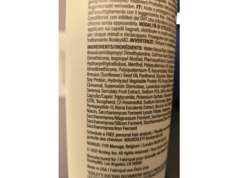 BosleyMD BOS Defense Volumizing Conditioner, 10.1 fl oz/300 mL