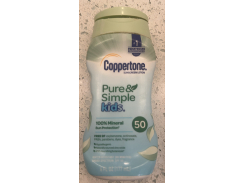 Coppertone Kids Pure & Simple Sunscreen Lotion, SPF 50, 6 fl oz/177 mL