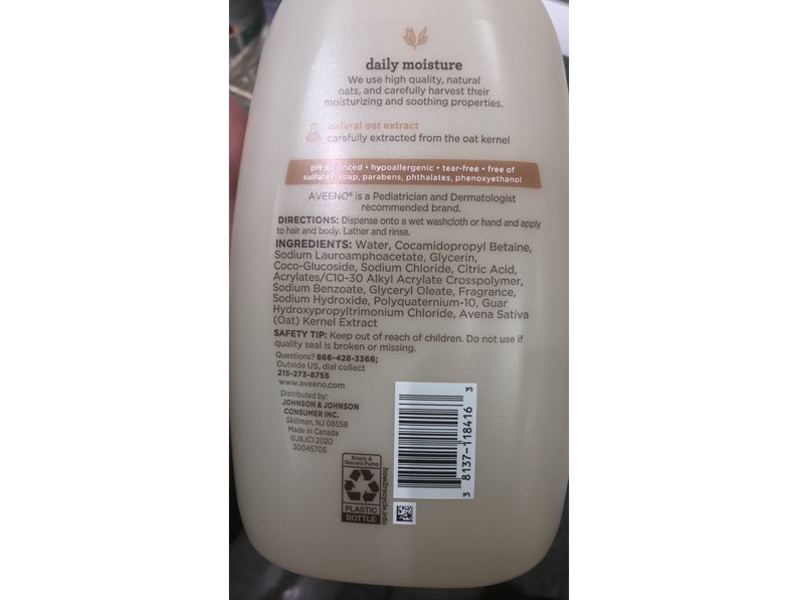 Aveeno Baby Daily Moisture Wash & Shampoo, Natural Oat Extract, 33 fl oz/976 mL