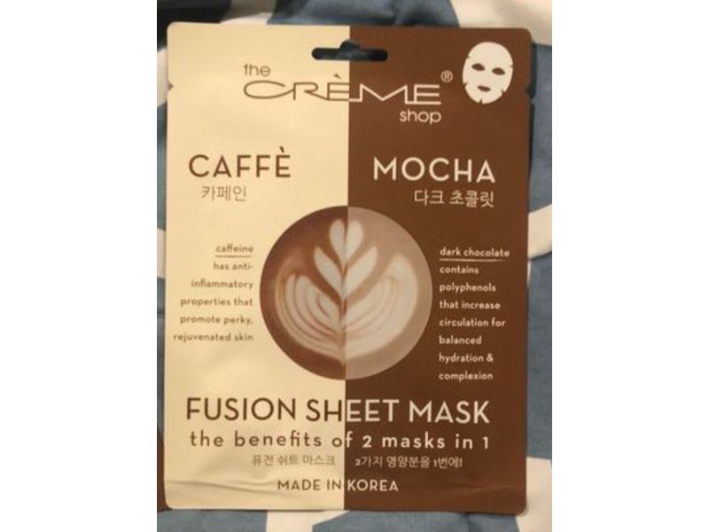 The Creme Shop Fusion Sheet Mask, 2 Masks In 1, Caffe & Mocha, 0.88 oz/25 g
