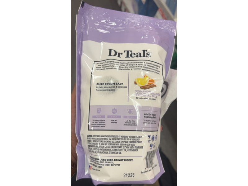 Dr Teal's Pure Epsom Salt, Soaking Solution + Gingerbread, 907 g