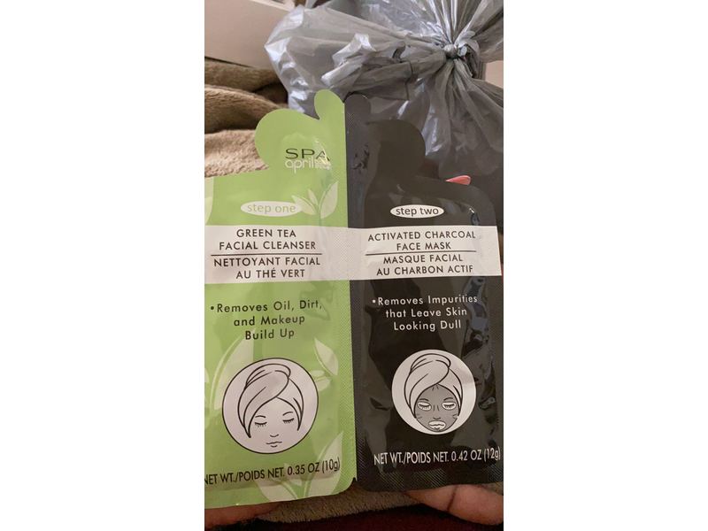 April Bath & Shower Spa Green Tea Facial Cleanser & Activated Charcoal Face Mask, 0.35 oz / 10 g & 0.42 oz / 12 g