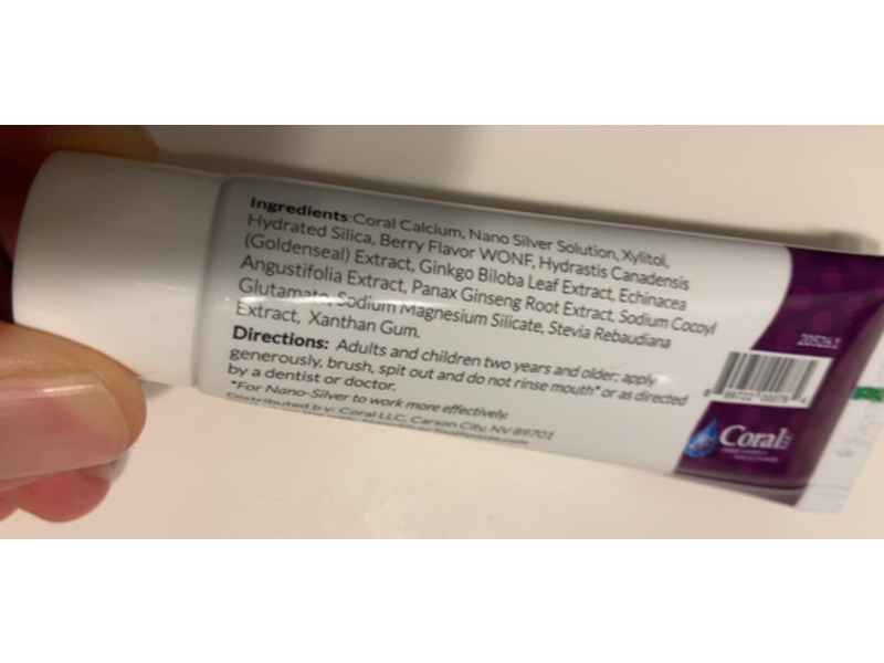 Coral Nanosilver Toothpaste, Bubble Berry, 1 oz/28 g