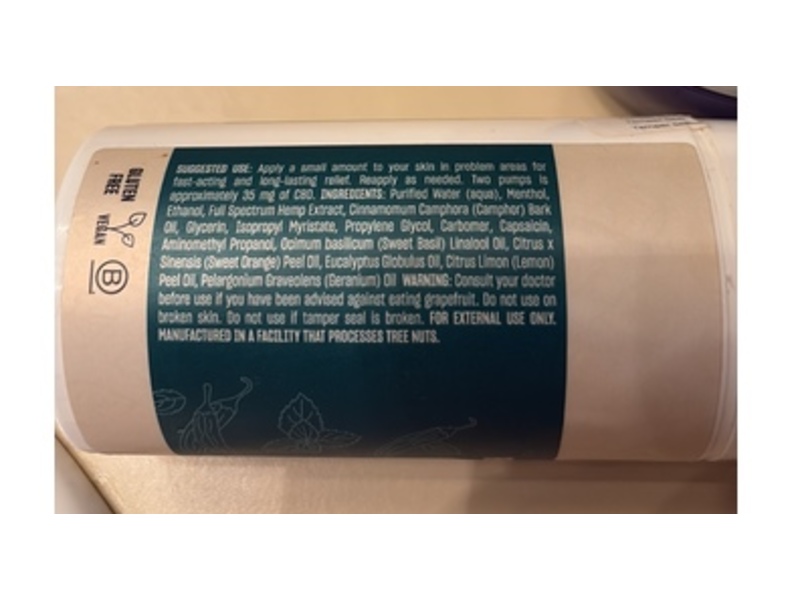 Lazarus Naturals Relief + Recovery CBD Muscle Gel, 3.5 fl oz/100 mL