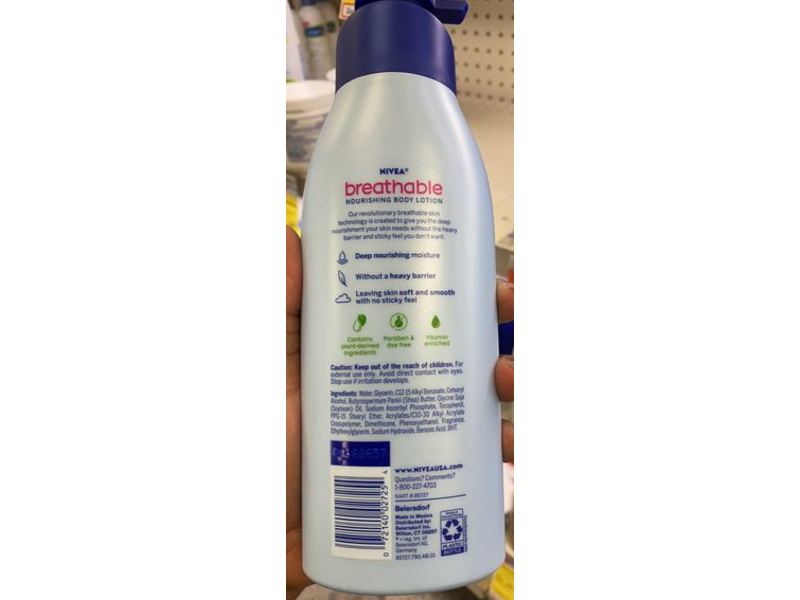 Nivea Breathable Nourishing Body Lotion, Tropical Breeze, 13.5 fl oz/400 mL