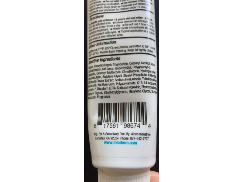Miaderm-L Radiation Relief Topical Analgesic Lotion, 4% Lidocaine Hci, 4 fl oz/118 mL