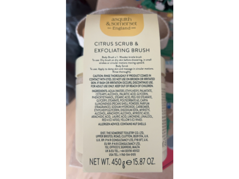 Asquith & Somerset Scrub & Exfoliating Brush, Citrus, 15.87 oz/450 g