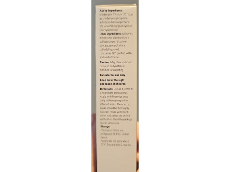 Stiefel Duac (Clindamycin + Anhydrous Benzoyl Peroxide) Once Daily Gel, 30 g, Stiefel Laboratories (RX)