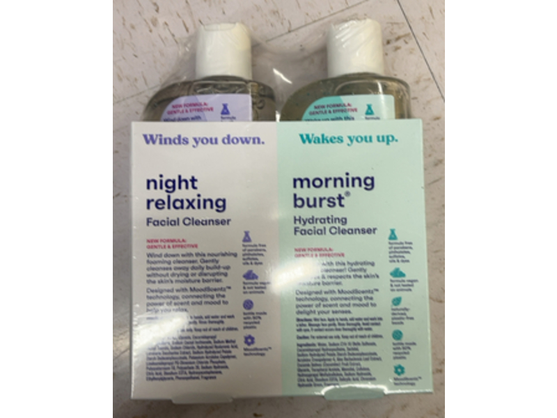 Clean & Clear Morning Burst & Night Relaxing Hydrating Face Cleansers, 16 fl oz/480 mL, Pack Of 2