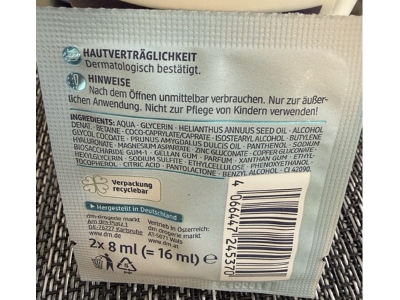 dm Balea Face Mask, Hyaluronic Acid, 8 mL, Pack Of 2, 5 Packs