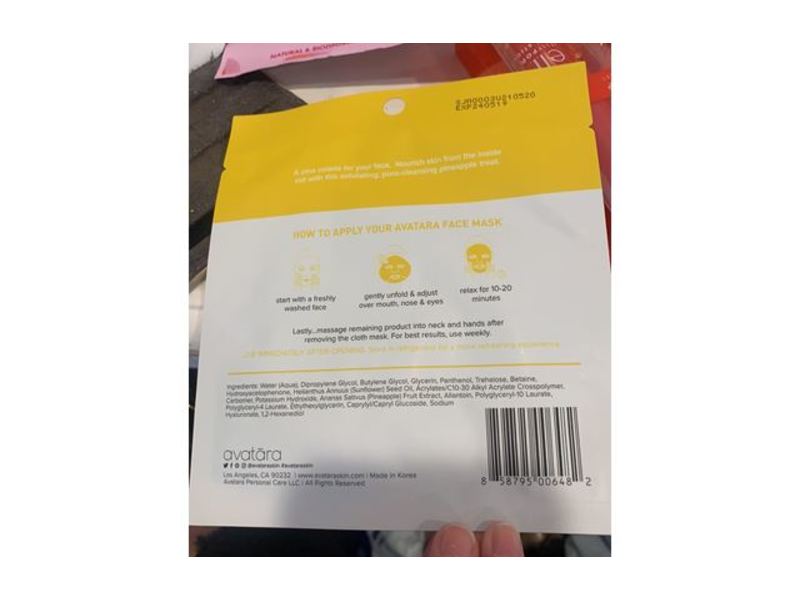 Avatara Exfoliating Pineapple Mask, Juicy Pineappy, 0.71 fl oz/21 mL