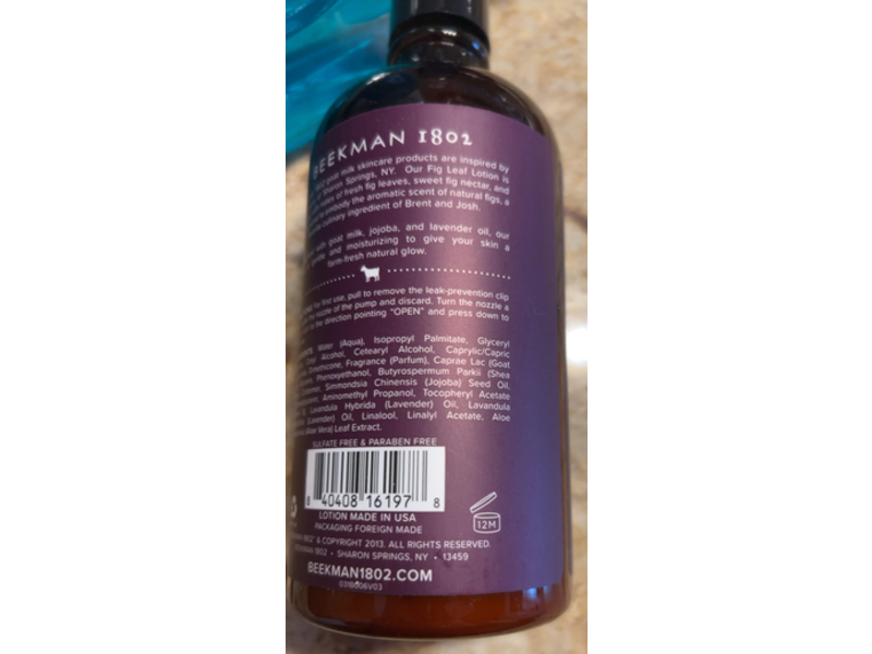 Beekman 1802 Goat Milk Lotion, Fig Leaf Scent, 12.5 fl oz/370 mL