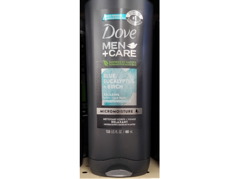 Dove Men + Care Relaxing Body + Face Wash, Blue Eucalyptus + Birch, 13.5 fl oz/400 mL