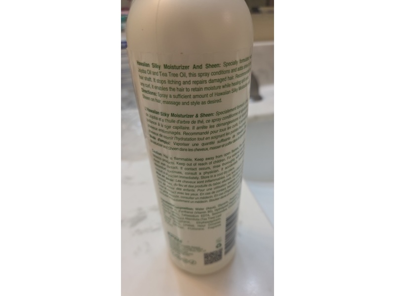 Hawaiian Silky Moisturizer And Sheen Spray, White, Jojoba Oil & Tea Tree Oil, 16 fl oz/474 mL
