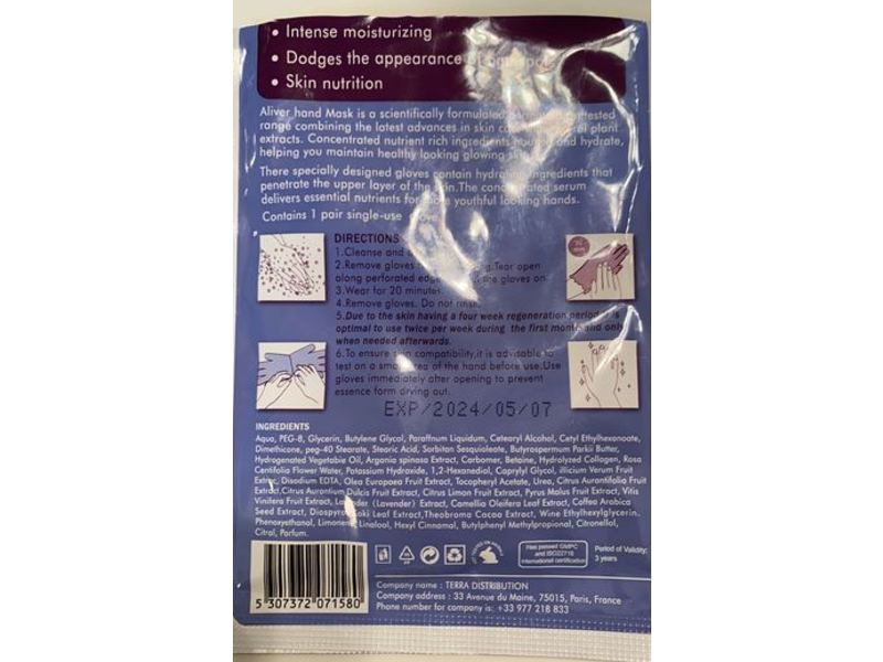 Aliver Anti Aging Hand Mask Collagen Infused Gloves, 0.63 oz/18 g