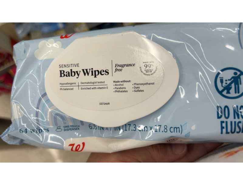 Walgreens Sensitive Baby Wipes, 64 Count