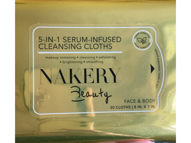 Nakery Beauty 5 In 1 Serum Infused Cleansing Clothes, 30 Count