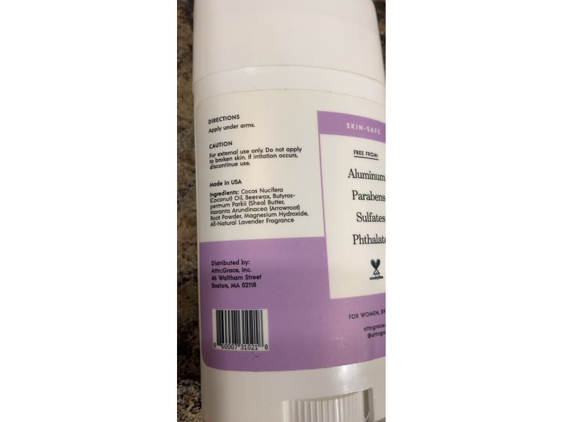 Attn: Grace Natural Deodorant, Lavender, 2.65 oz/75 g