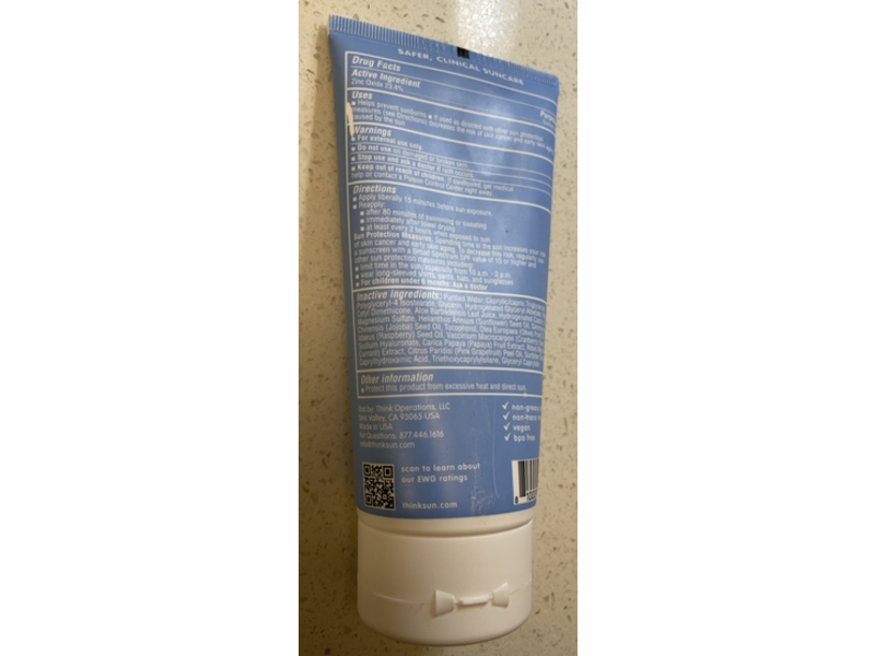 Think Sun Thinksport Clear Zinc Sunscreen, SPF 50, 6 fl oz/177 mL