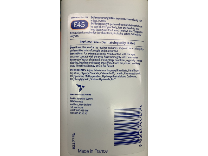 E45 Moisturising Lotion, 500 mL