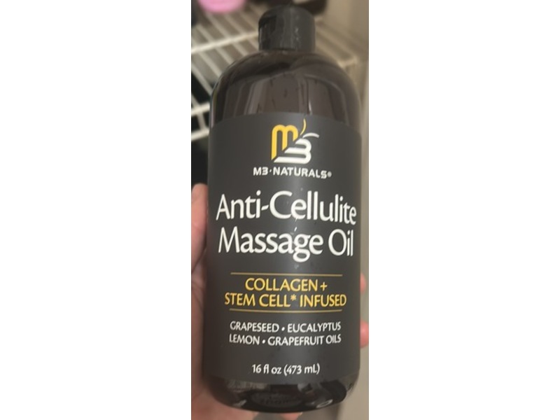 M3 Naturals Anti-Cellulite Massage Oil, Collagen + Stem Cell Infused, 16 fl oz/473 mL