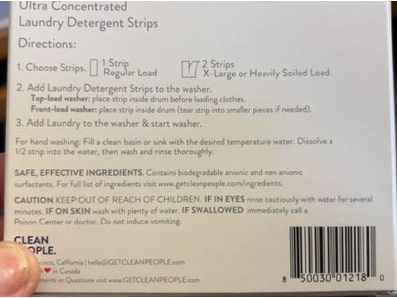 Clean People Ultra Concentrated Laundry Detergent Strips, Fragrance Free, 32 Loads