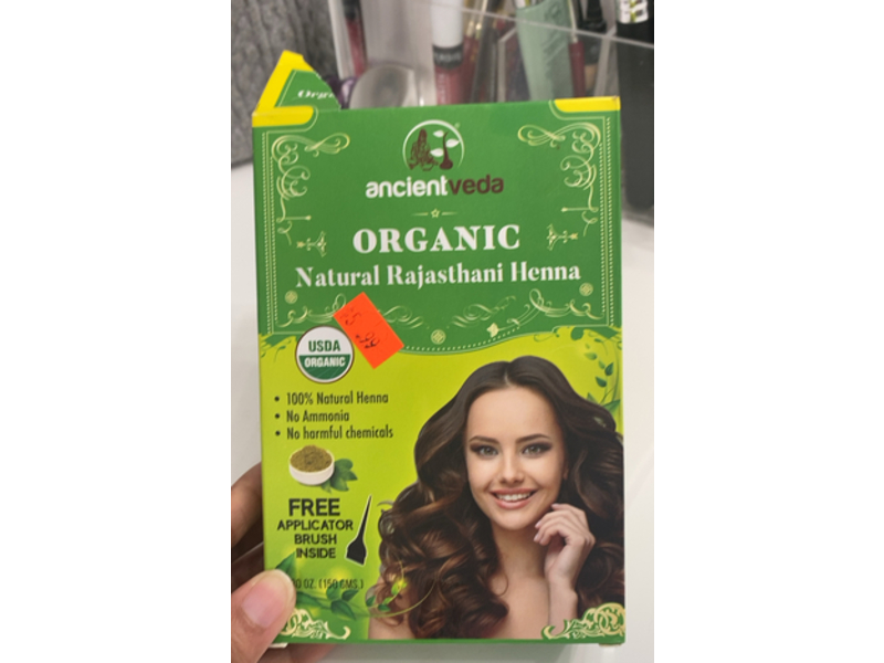 Ancient Veda Organic Natural Rajasthani Henna, 5.30 oz/150 g