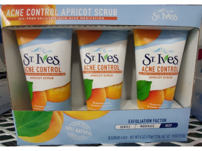 St Ives Acne Control Scrub, Apricot, Oil Free, Pack Of 3
