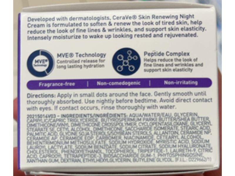 CeraVe Skin Renewing Night Cream Moisturizer, 48 g