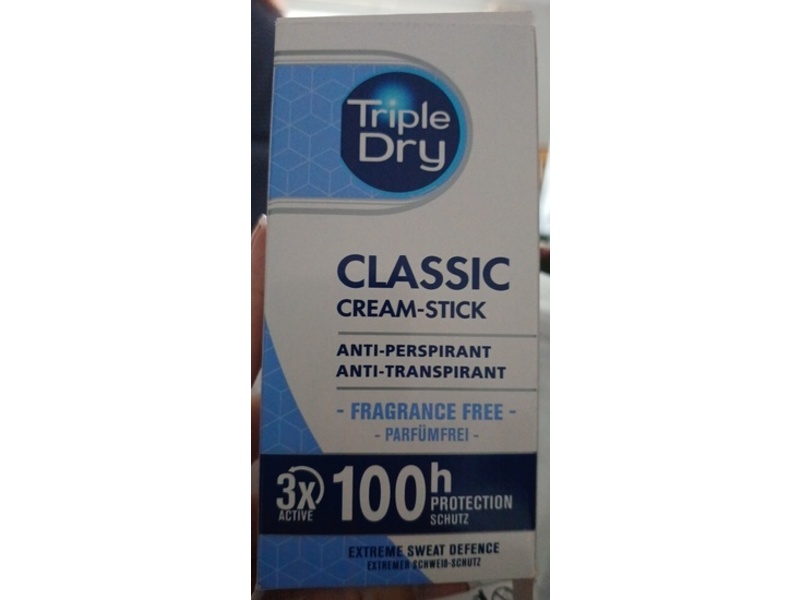 Triple Dry Cream-Stick Anti-Perspirant, Classic, Fragrance Free, 45 mL