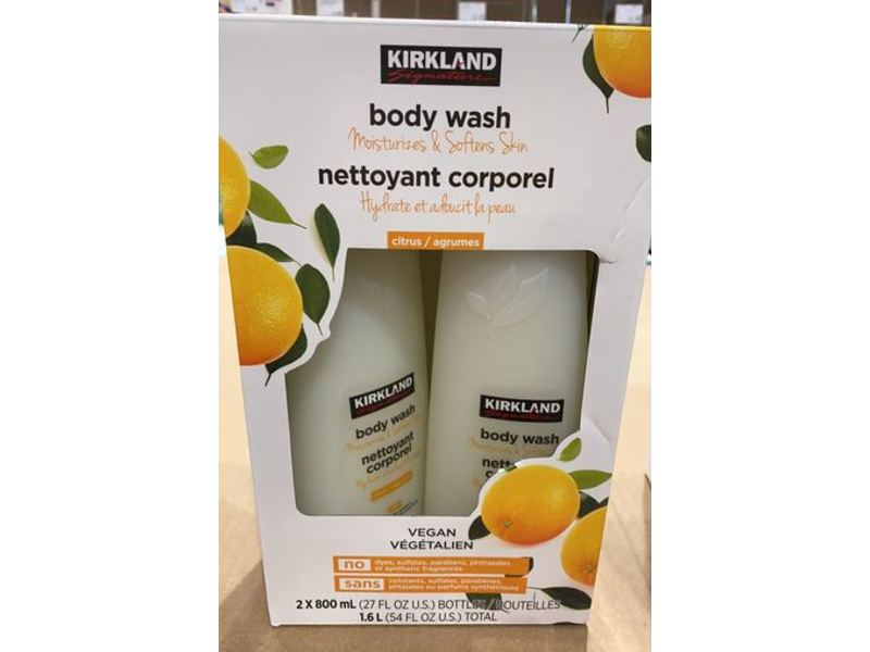 Kirkland Signature Body Wash, Citrus, 27 fl oz/800 mL, 2 Count