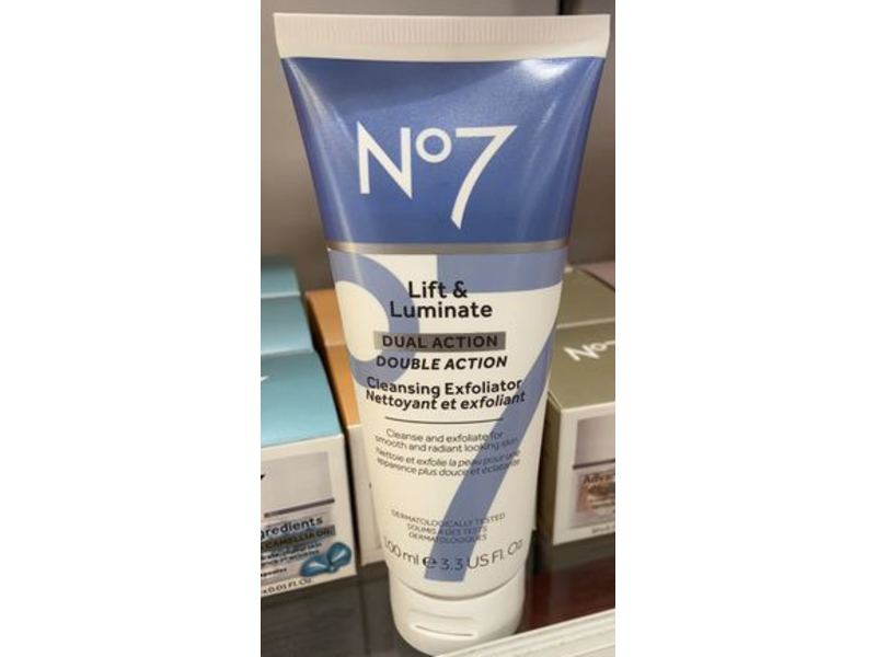 No7 Lift & Luminate Cleansing Exfoliator, Dual Action, 3.3 fl oz/100 mL