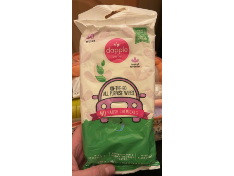 Dapple Baby On-The-Go All Purpose Wipes, Hint of Lavender, 30 Wipes