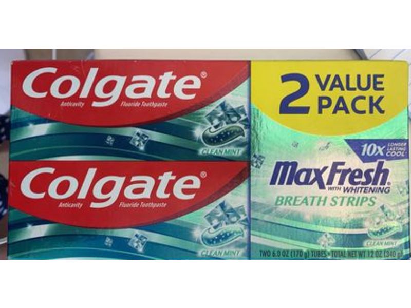Colgate Max Fresh Whitening Toothpaste, Clean Mint, Twin Pack, 6 oz