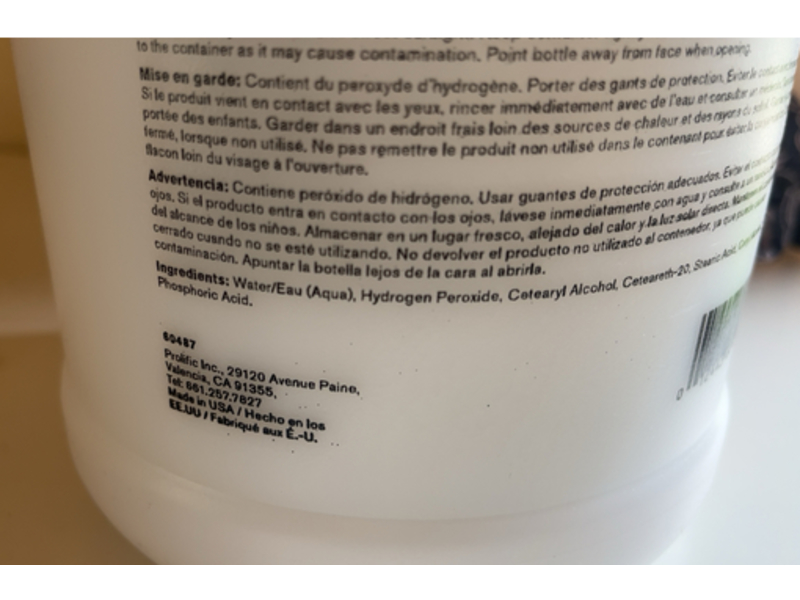 Prolife Hair Cream Developer, 20 Volume, 3.78 L