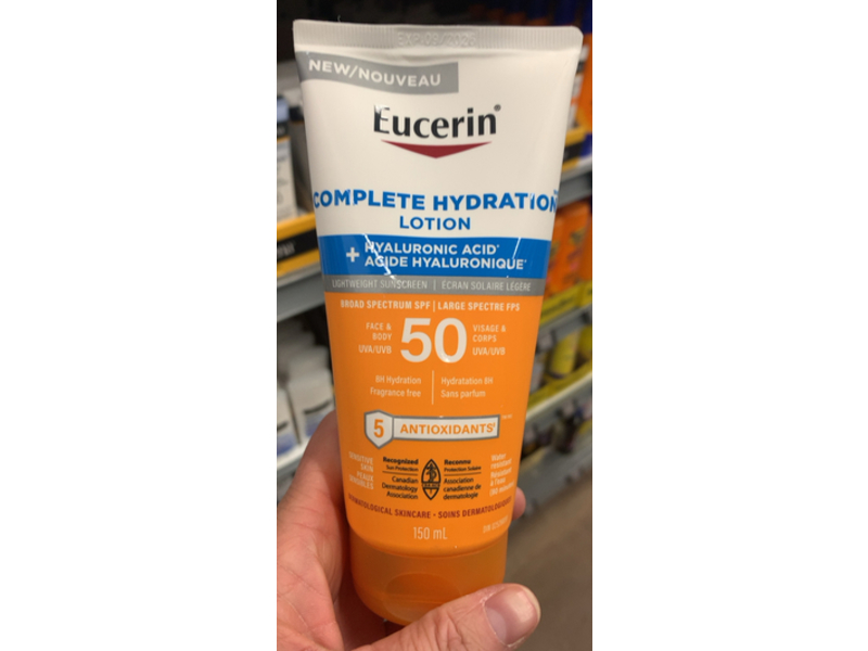 Eucerin Complete Hydration Sunscreen Lotion, SPF 50, 150 mL