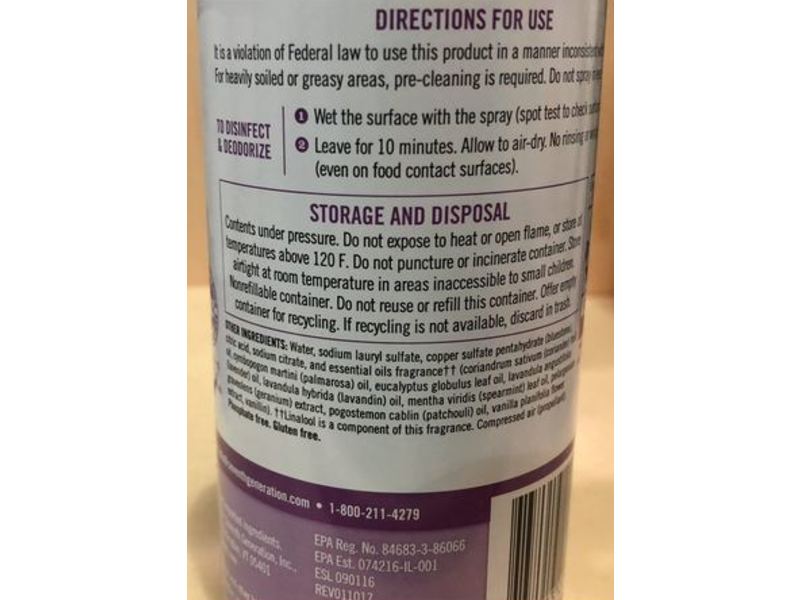 Seventh Generation Disinfectant Spray, Lavender Vanilla & Thyme Scent, 13.9 oz