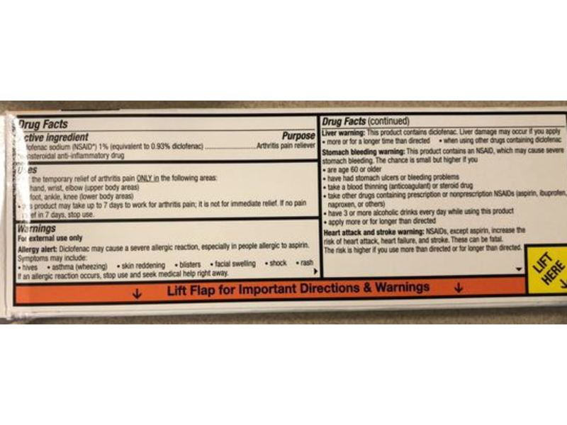 Voltaren Arthritis Pain Reliever Topical Gel, Diclofenac Sodium 1% (NSAID), 1.76 oz/50 g