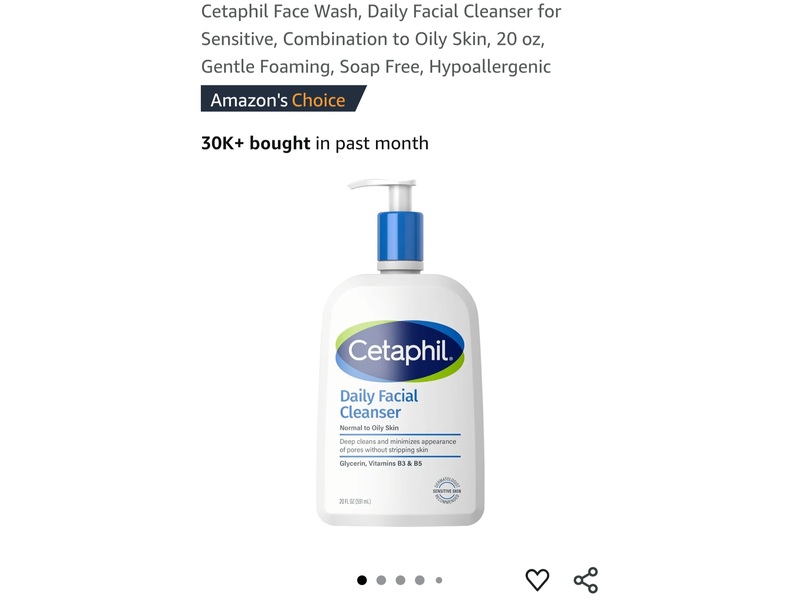Cetaphil Daily Facial Cleanser, Normal To Oily Skin, 20 fl oz/591 mL